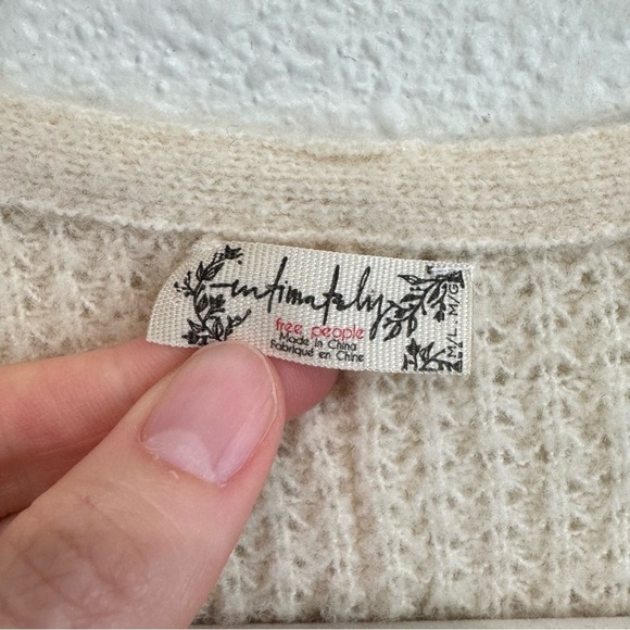 Free People Intimately M/L Cream Comfy Oversized Waffle Knit Pullover Sweater - Picture 2 of 10